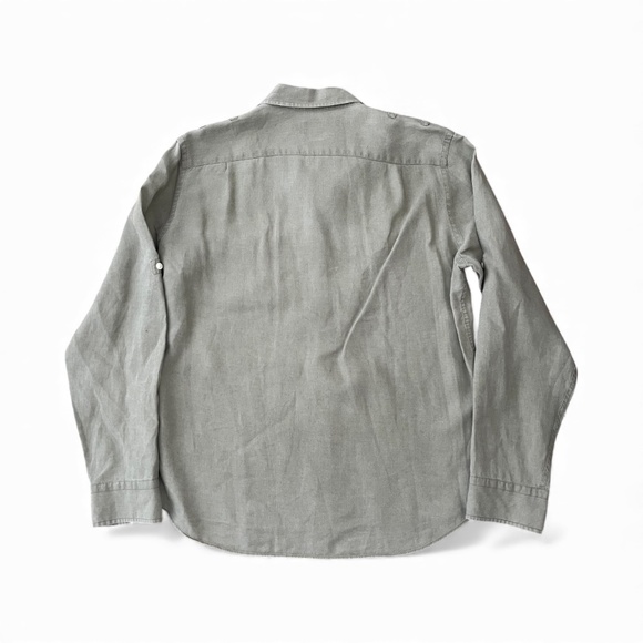 EUC - J.Crew Men's Olive Green Linen Military Shirt Size L - Picture 2 of 9